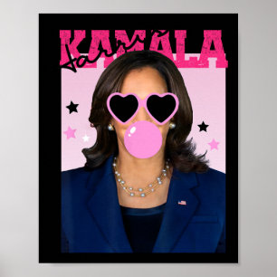 Kamala Harris Blowing Bubble Gum Pink Sungles Kama Poster