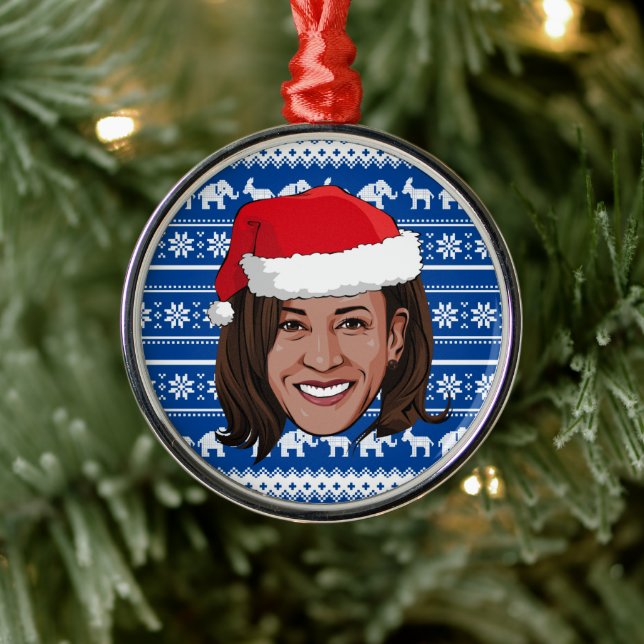 Kamala Harris Blue Holiday Ceramic Ornament (Tree)