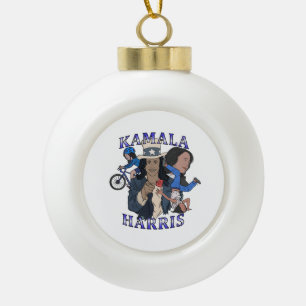 Kamala Harris Bootleg Rap Style Election Ceramic Ball Christmas Ornament