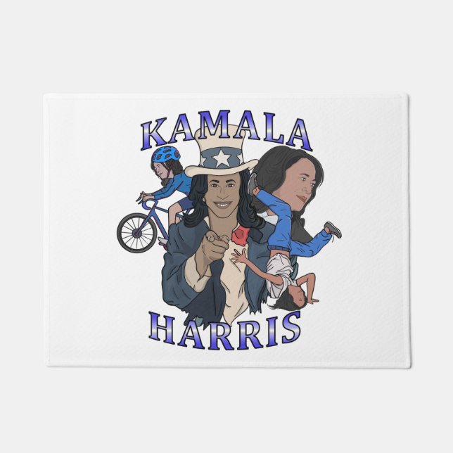 Kamala Harris Bootleg Rap Style Election Doormat (Front)