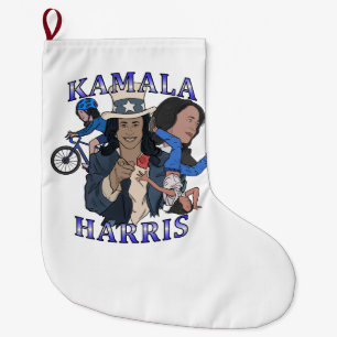 Kamala Harris Bootleg Rap Style Election Large Christmas Stocking