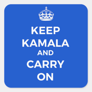 Kamala Harris Button- Keep Calm, Blue Square Sticker
