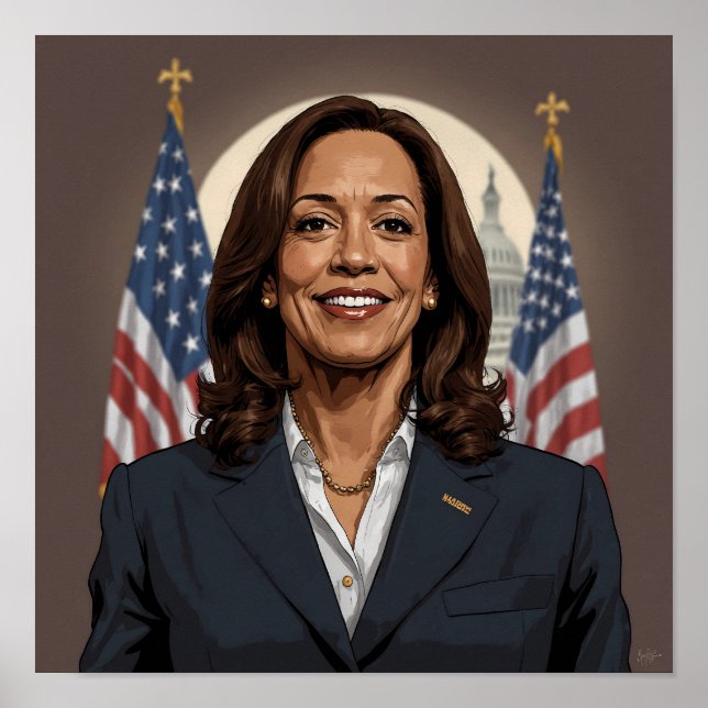 Kamala Harris Cartoon Poster (Front)