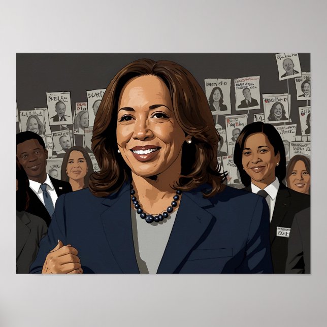 Kamala Harris Cartoon Poster (Front)