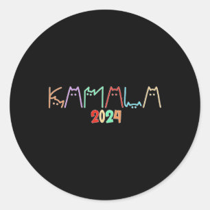 Kamala Harris Cat Lettering Funny Cat Ladies For K Classic Round Sticker