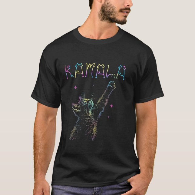 Kamala Harris Cat Lettering Positive Retro Tie Dye T-Shirt (Front)