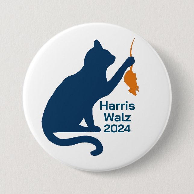 Kamala Harris Cat w Orange Rat  7.5 Cm Round Badge (Front)