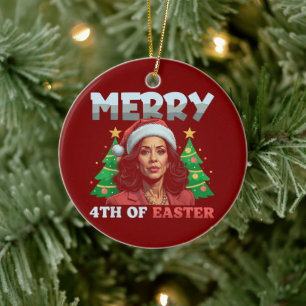 Kamala Harris Christmas Ceramic Ornament