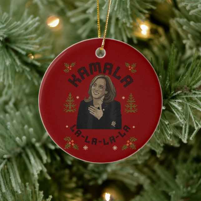 Kamala Harris Christmas Ceramic Ornament (Tree)