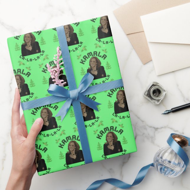 Kamala Harris Christmas Green Wrapping Paper (Gifting)