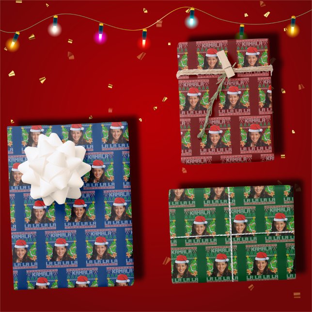 Kamala Harris Christmas Holiday Funny Wrapping Paper Sheet (Creator Uploaded)