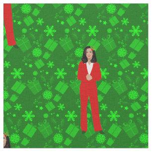 kamala harris christmas holly gifts fabric