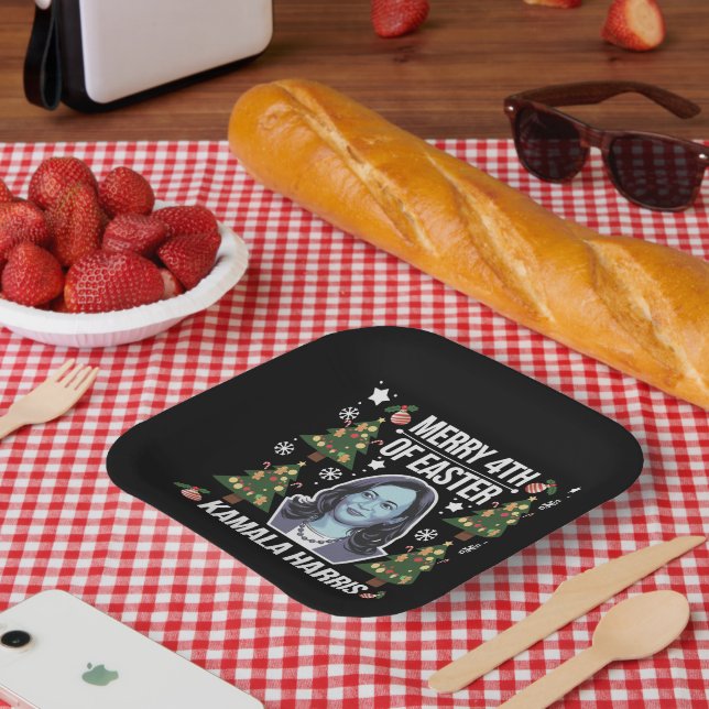 Kamala Harris Christmas Santa Merry 4th Of Easter Paper Plate (Picnic)