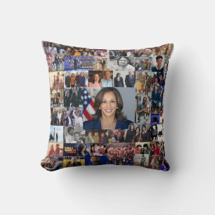 Kamala Harris Collage Throw Pillow