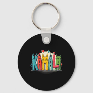 Kamala Harris Colourful Cat Lettering Funny Presid Key Ring