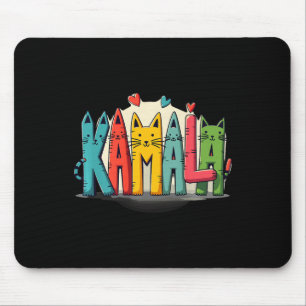 Kamala Harris Colourful Cat Lettering Funny Presid Mouse Pad
