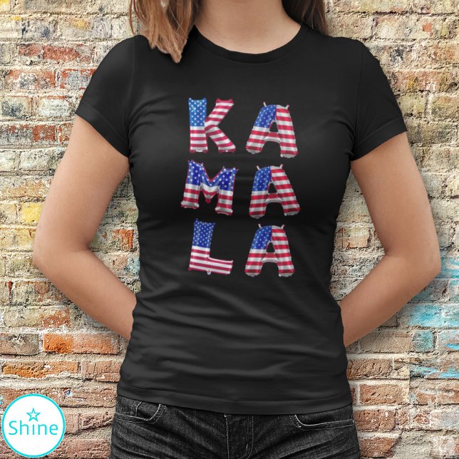 Kamala Harris Cute American Flag Balloon Alphabets T-Shirt (Creator Uploaded)