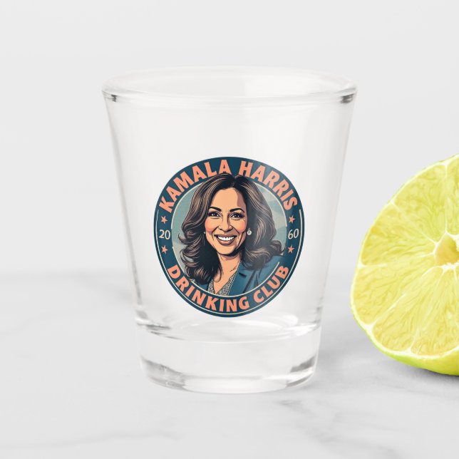 Kamala Harris Drinking Club Shot Glass (Front)