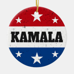 Kamala Harris Election 2024 V Ceramic Ornament