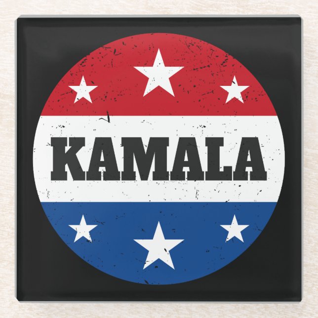 Kamala Harris Election 2024 V Glass Coaster (Front)