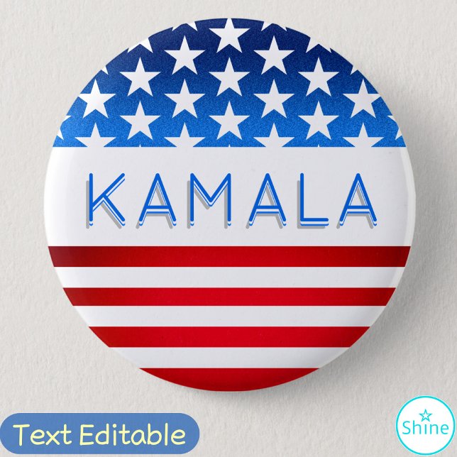 Kamala Harris Election USA Flag Modern Custom Text 6 Cm Round Badge (Creator Uploaded)