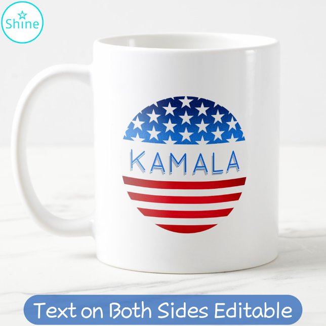 Kamala Harris Election USA Flag Modern Custom Text Coffee Mug (Creator Uploaded)