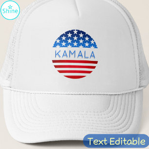 Kamala Harris Election USA Flag Modern Custom Text Trucker Hat