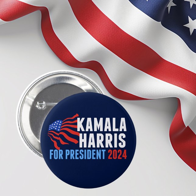Kamala Harris for President 2024 Dark Blue 6 Cm Round Badge (Creator Uploaded)