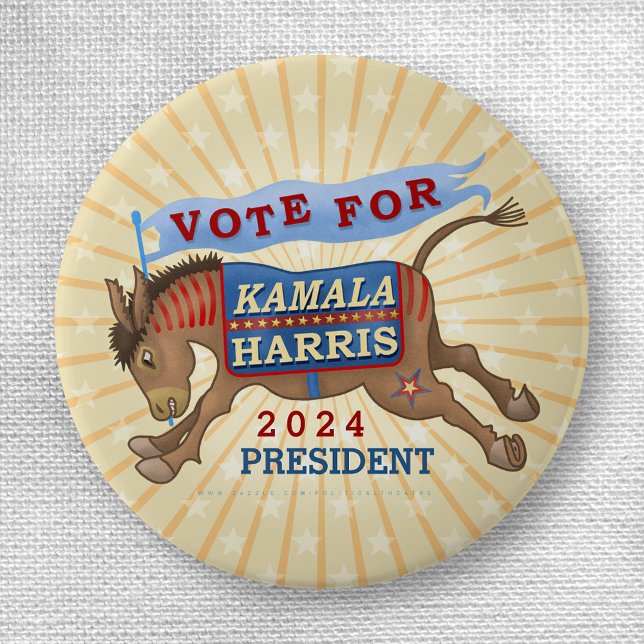 Kamala Harris for President 2024 Democrat Donkey 3 Cm Round Badge (Creator Uploaded)