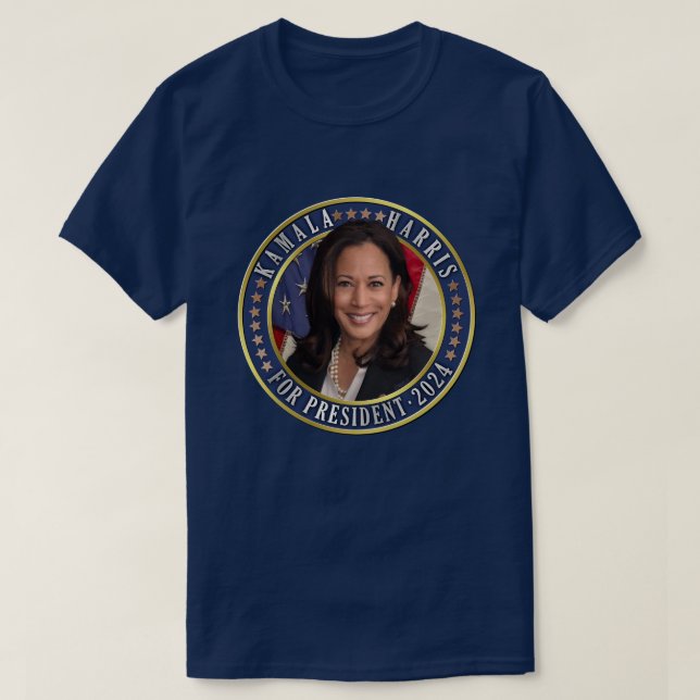 Kamala Harris for President 2024 Democrat Photo T-Shirt (Design Front)