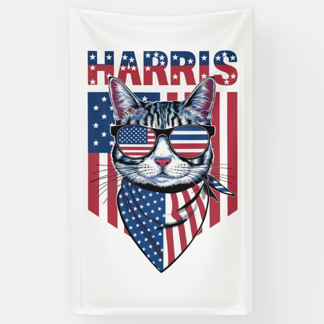 Kamala Harris for President 2024 Funny Cat  Banner (Vertical)