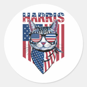 Kamala Harris for President 2024 Funny Cat  Classic Round Sticker