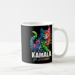Kamala Harris For President Cute Cat Floral Femini Coffee Mug
