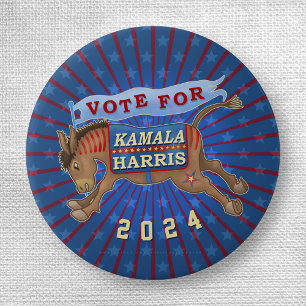 Kamala Harris for President Democrat Donkey 2024 3 Cm Round Badge