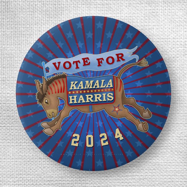 Kamala Harris for President Democrat Donkey 2024 3 Cm Round Badge (Creator Uploaded)
