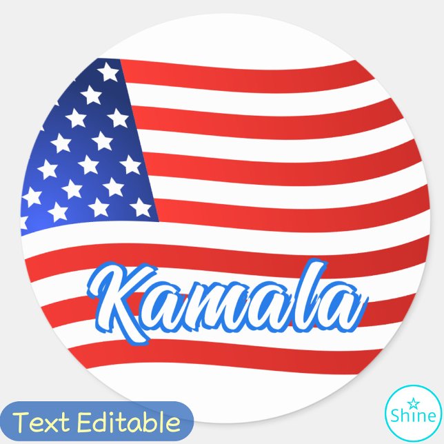 Kamala Harris for President Elegant Script US Flag Classic Round Sticker (Creator Uploaded)