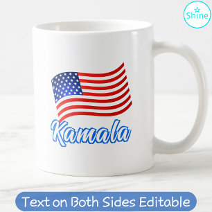 Kamala Harris for President Elegant Script US Flag Coffee Mug
