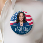 Kamala Harris for President - Flag 6 Cm Round Badge<br><div class="desc">A beautiful design for the Vice President of the United States - Kamala Harris. A traditional design with an American Flag and a photo of Kamala Harris</div>