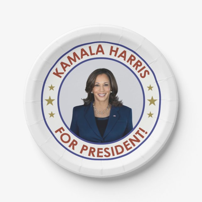 KAMALA HARRIS FOR PRESIDENT! PAPER PLATE (Front)