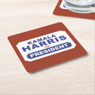 KAMALA HARRIS FOR PRESIDENT! SQUARE PAPER COASTER