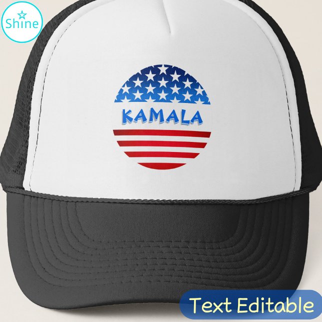 Kamala Harris for President USA Flag Custom Text Trucker Hat (Creator Uploaded)
