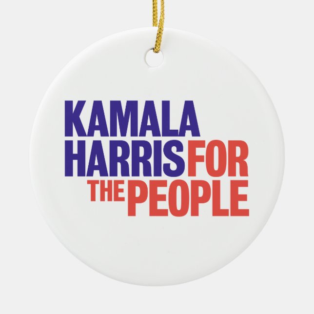 Kamala Harris for the People Sticker Ceramic Ornament (Front)