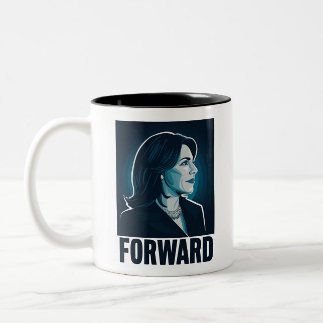 Kamala Harris Forward 2024 Presidential Election  Two-Tone Coffee Mug (Left)