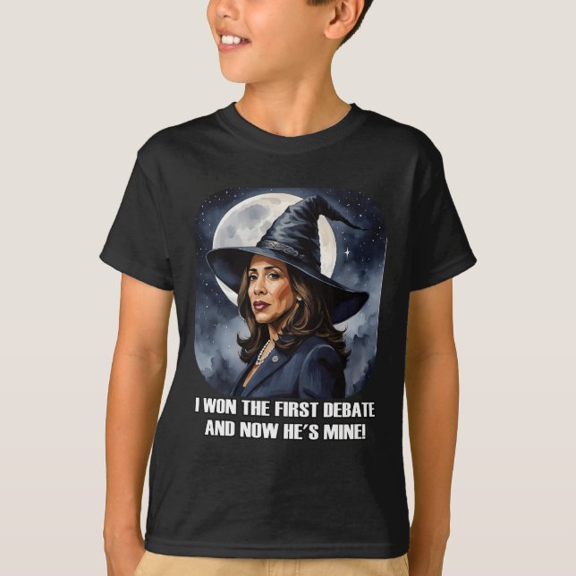 Kamala Harris Funny Debate Election 2024 Won Witch T-Shirt (Front)