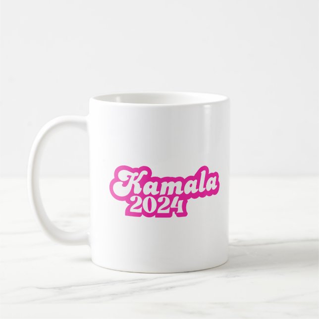 Kamala Harris girly Pink Logo 2024 Coffee Mug (Left)