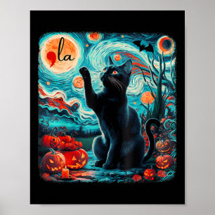 Kamala Harris Halloween Bats Starry Night Black Ca Poster