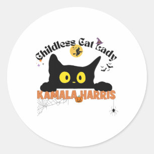Kamala Harris Halloween Childless Cat Lady Electio Classic Round Sticker