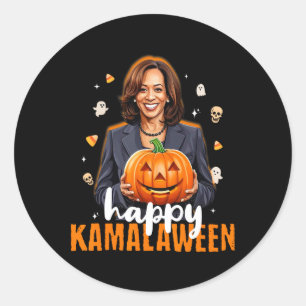 Kamala Harris Halloween Happy Kamalaween Pumpkin G Classic Round Sticker