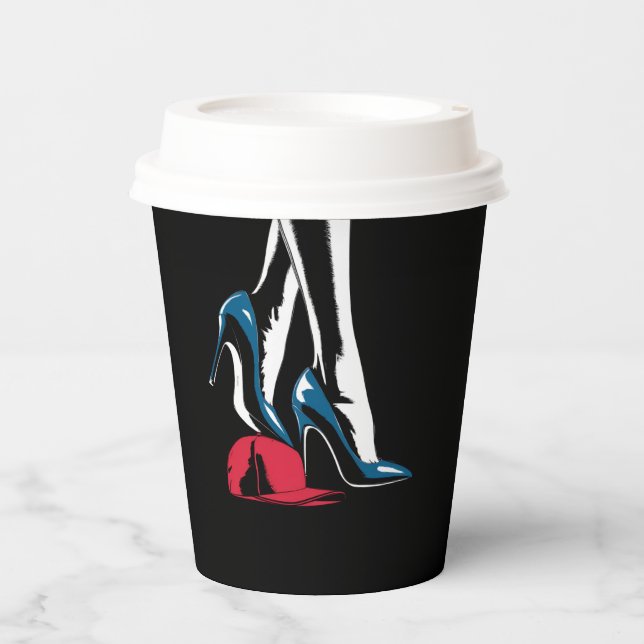 Kamala Harris Heels Stepping On Maga Hat  Paper Cups (Front)