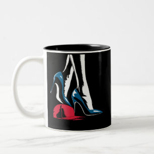 Kamala Harris Heels Stepping On Maga Hat  Two-Tone Coffee Mug